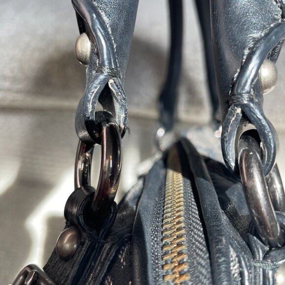 Coach Madison Y2K Op Art Sophia Black Graphite Sequin Metallic Satchel Bag - Picture 9 of 13